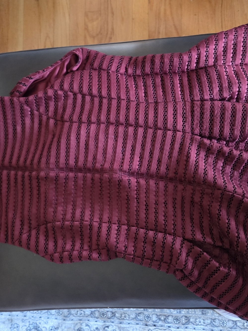 Ashley Graham x Beyond Clouds Maroon Striped Mesh Fit & Flare Dress - Size 14 - Picture 9 of 12